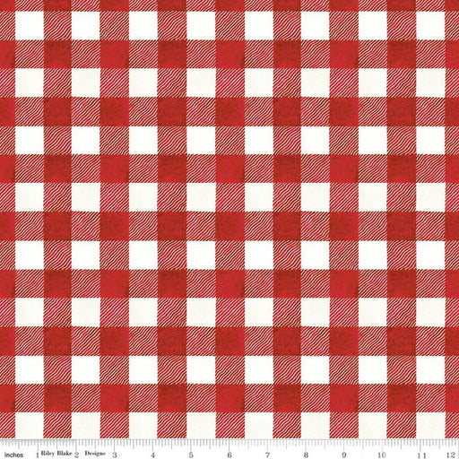 Riley Blake White as Snow Buffalo Plaid Red fabric