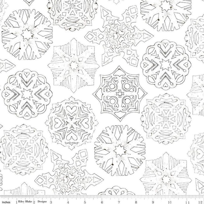 Riley Blake White as Snow Snowflakes White fabric