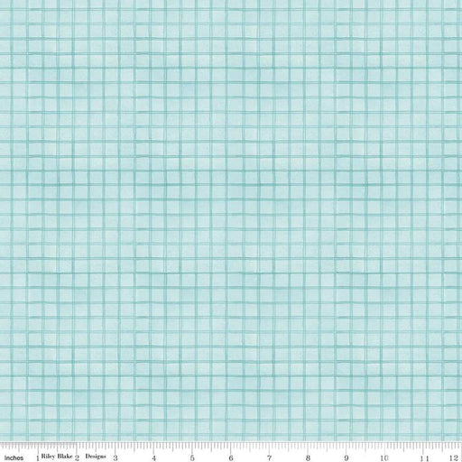 Riley Blake White as Snow Windowpane Plaid Blue fabric