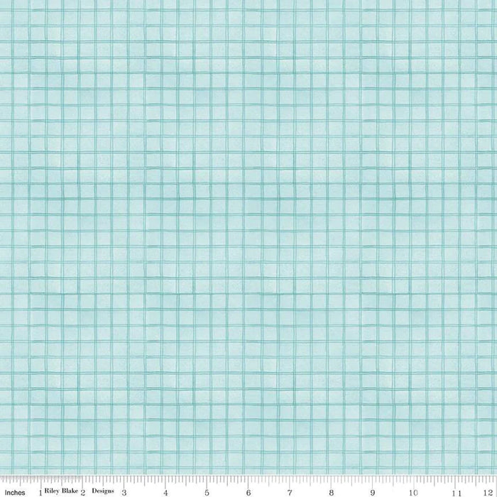 Riley Blake White as Snow Windowpane Plaid Blue fabric