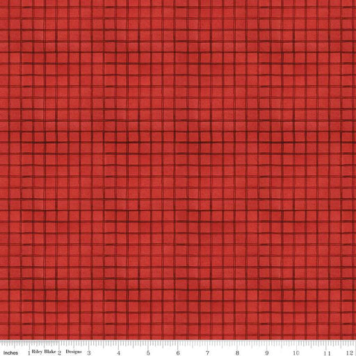 Riley Blake White as Snow Windowpane Plaid Red fabric