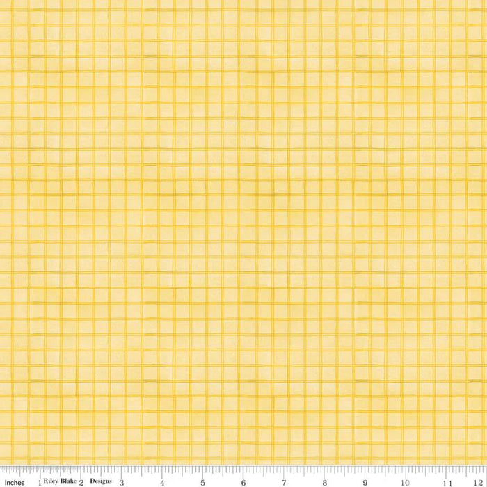 Riley Blake White as Snow Windowpane Plaid Yellow fabric