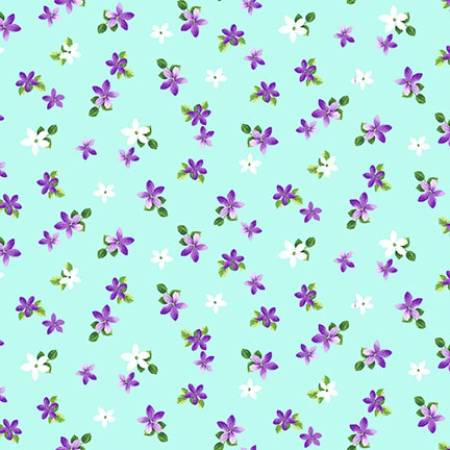 Splendid Path - Ditsy Floral Aqua fabric
