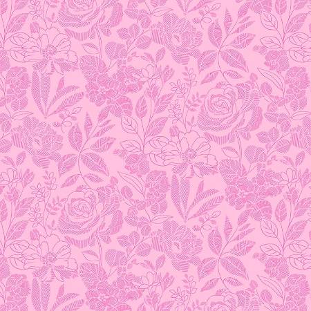 Splendid Path - Tone-on-Tone Floral Pink fabric
