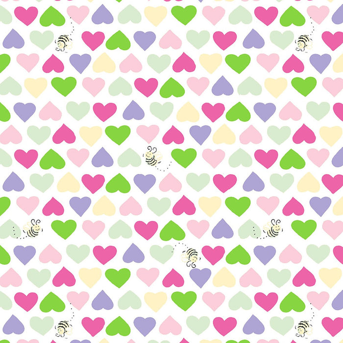 Susybee Hearts & Bees Pink fabric - SB20208-520