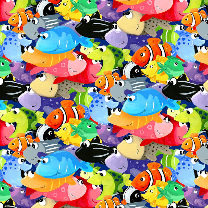 Susybee Under The Sea Digital Allover Fish Multi fabric - SB20420-999