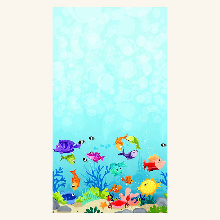 Susybee Under The Sea Digital Border Light Blue fabric - SB20419-710