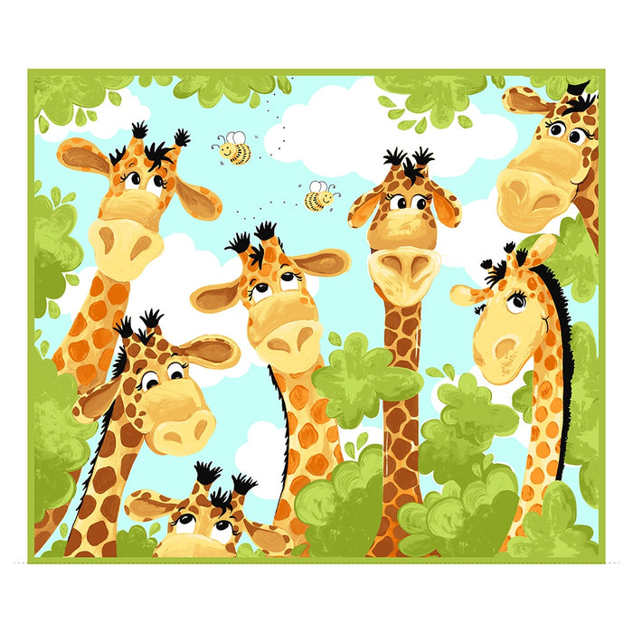 Susybee Zoe the Giraffe 36" Play Mat Panel Orange fabric - SB20062-430