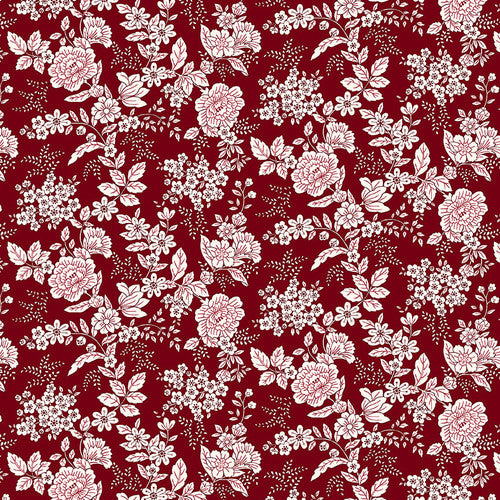 Cranberry Floral yardage 826-88 Cranberry Tranquility fabric collection by Kim Diehl for Henry Glass &amp; Co.