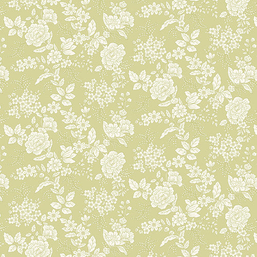 Light Green Floral yardage 826-60 Lt Green Tranquility fabric collection by Kim Diehl for Henry Glass &amp; Co.