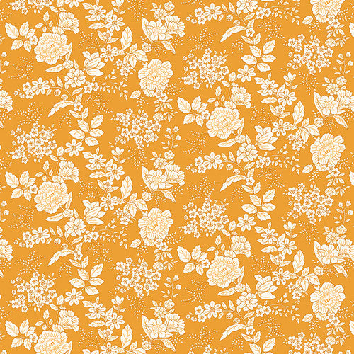 Orange Floral yardage 826-30 Orange Tranquility fabric collection by Kim Diehl for Henry Glass &amp; Co.