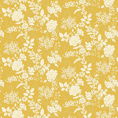 Yellow Floral yardage 826-44 Yellow Tranquility fabric collection by Kim Diehl for Henry Glass &amp; Co.