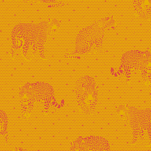 Daydreamer Papaya Lil Jaguars fabric by Tula Pink