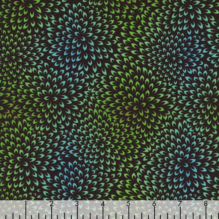 Vivid Green Mumms fabric - In The Beginnings