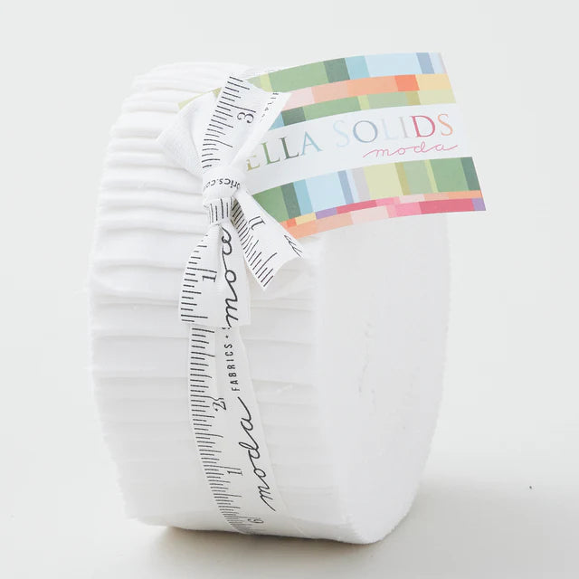 Jelly roll of Bella solid white 2-1/2” strips. 